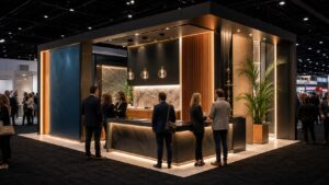 Professional trade show booth scene for Best Finishes for Trade Show Booths That Instantly Attract Attention