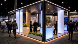 Professional trade show booth scene for How to Use LED Lighting to Make Your Booth Stand Out