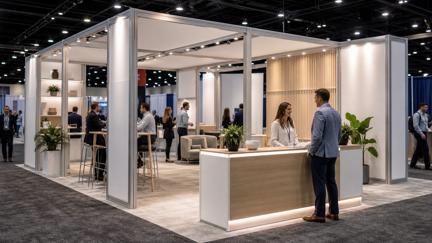 Professional trade show booth scene for Modular Trade Show Booths: The Complete Buyer’s Guide for 2026