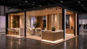 Professional trade show booth scene for The Anatomy of a High-Converting Trade Show Booth (Full Build Breakdown)