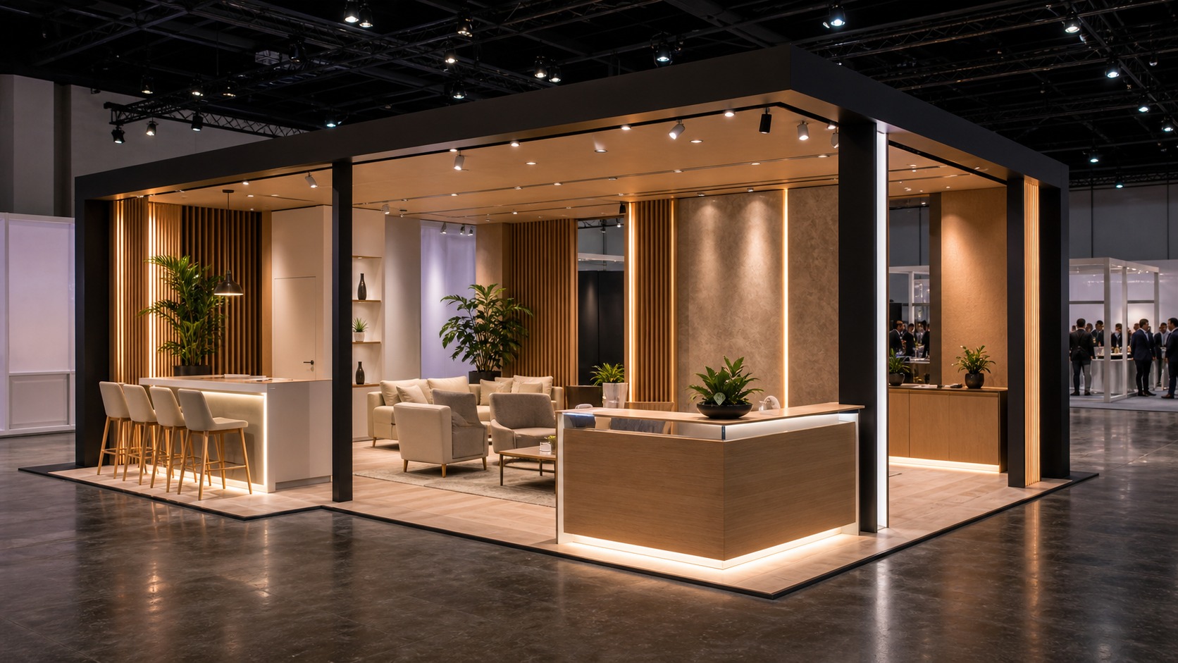 Professional trade show booth scene for The Anatomy of a High-Converting Trade Show Booth (Full Build Breakdown)