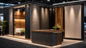 Professional trade show booth scene for Trade Show Booth Finishes: The Ultimate Guide to Materials, Textures & Impact