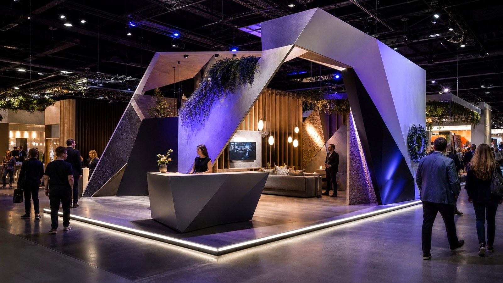 Editorial trade show scene representing best b2b influencer strategies for trade shows for exhibitors in influencer collaborations