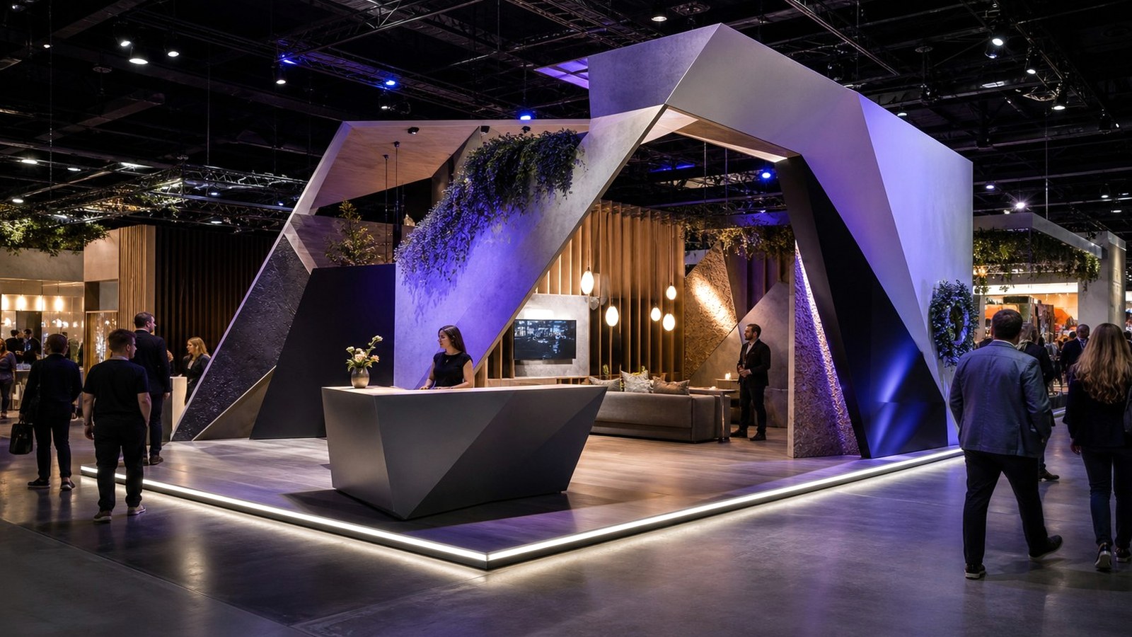 Editorial trade show scene representing best types of content to promote your trade show booth for exhibitors in content creation for exhibitors