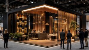 Editorial trade show scene representing how influencer collaborations can increase trade show booth traffic for exhibitors in influencer collaborations