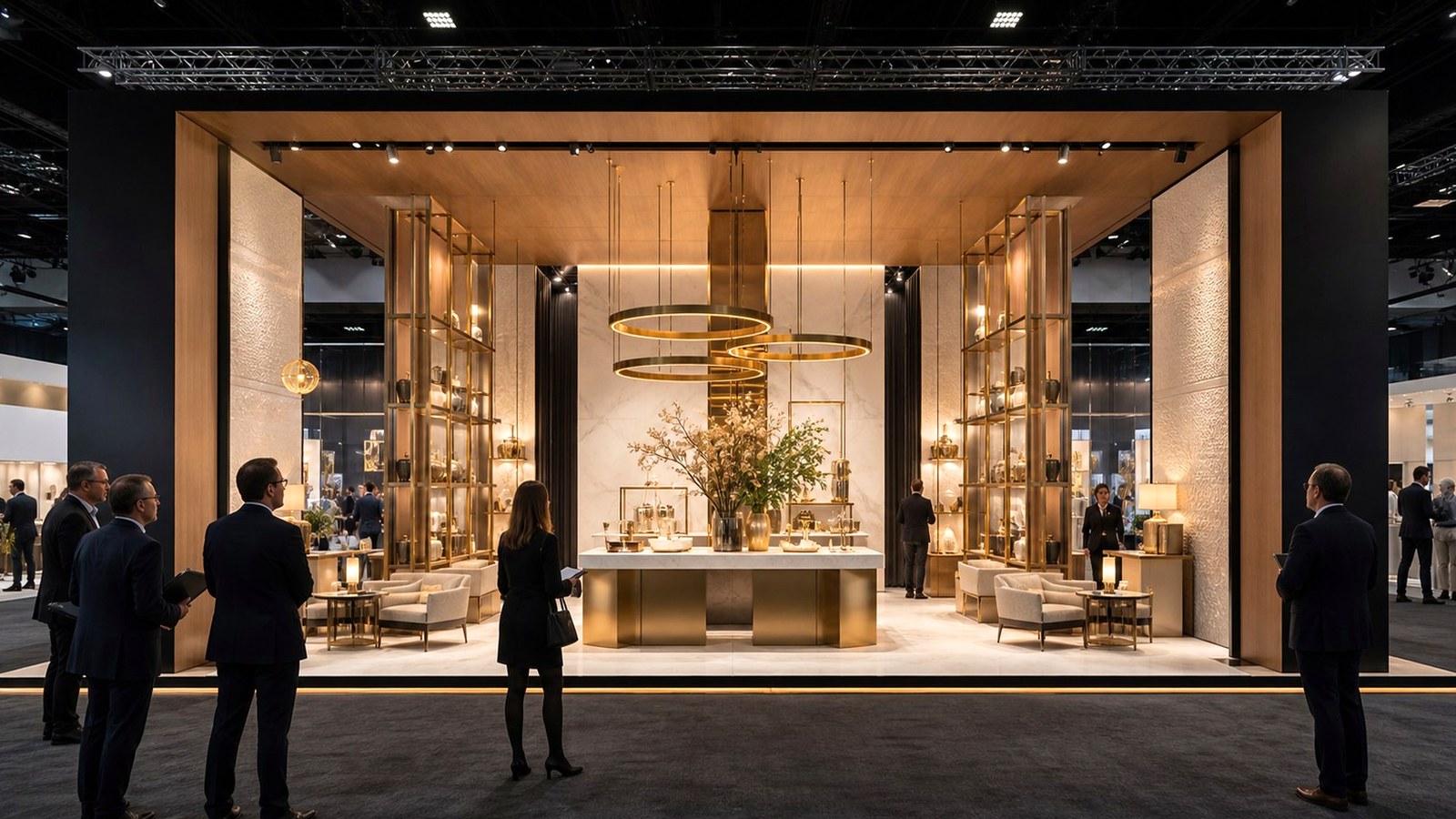 Editorial trade show scene representing how to create high-converting email sequences that drive more sales for exhibitors in email sequences & drip funnels