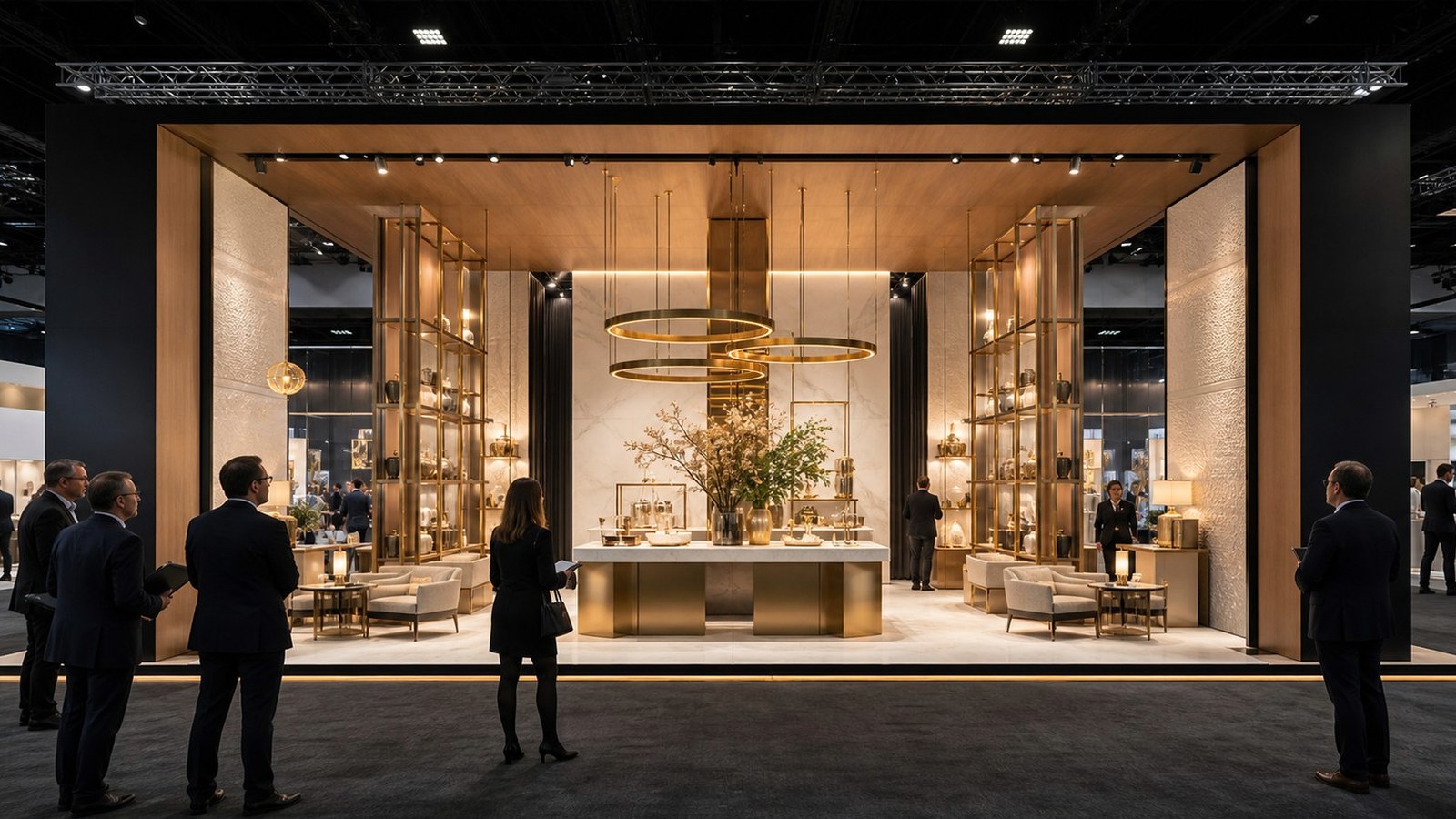 Editorial trade show scene representing how to follow up after a trade show and turn leads into customers for exhibitors in post-show follow-up