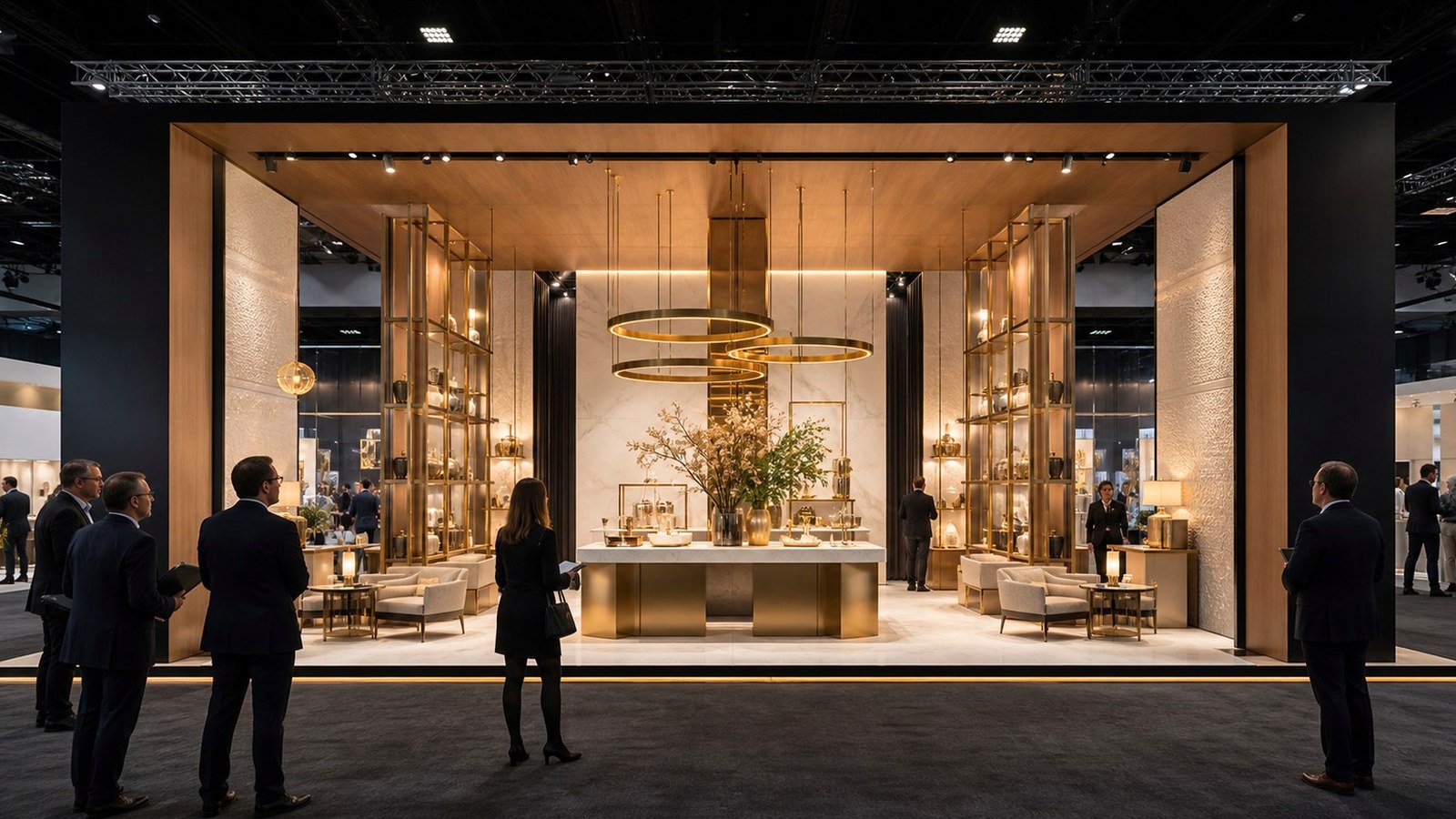 Editorial trade show scene representing how to maintain branding consistency across every marketing channel for exhibitors in branding consistency