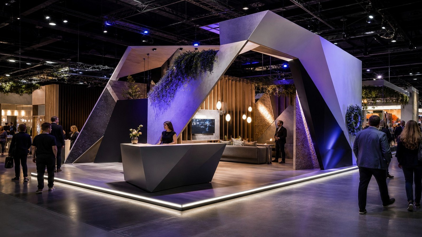 Editorial trade show scene representing the ultimate guide to trade show messaging that converts for exhibitors in storytelling & messaging