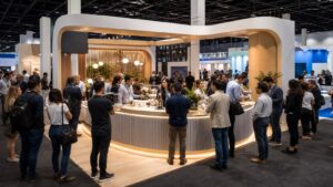 Editorial trade show scene representing the ultimate pre-trade show marketing checklist for exhibitors in pre-show marketing