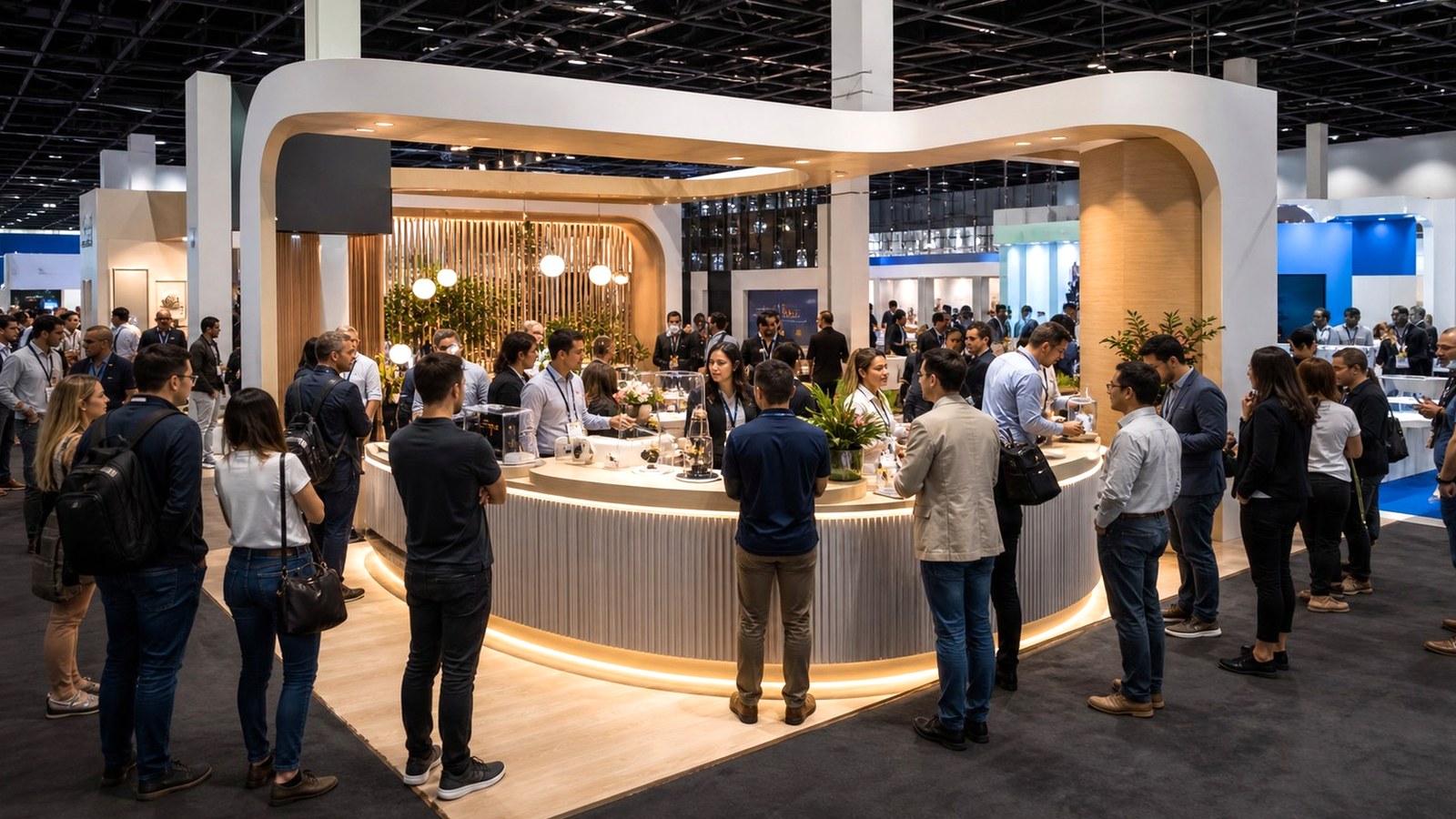 Editorial trade show scene representing the ultimate trade show follow-up checklist for sales teams for exhibitors in post-show follow-up