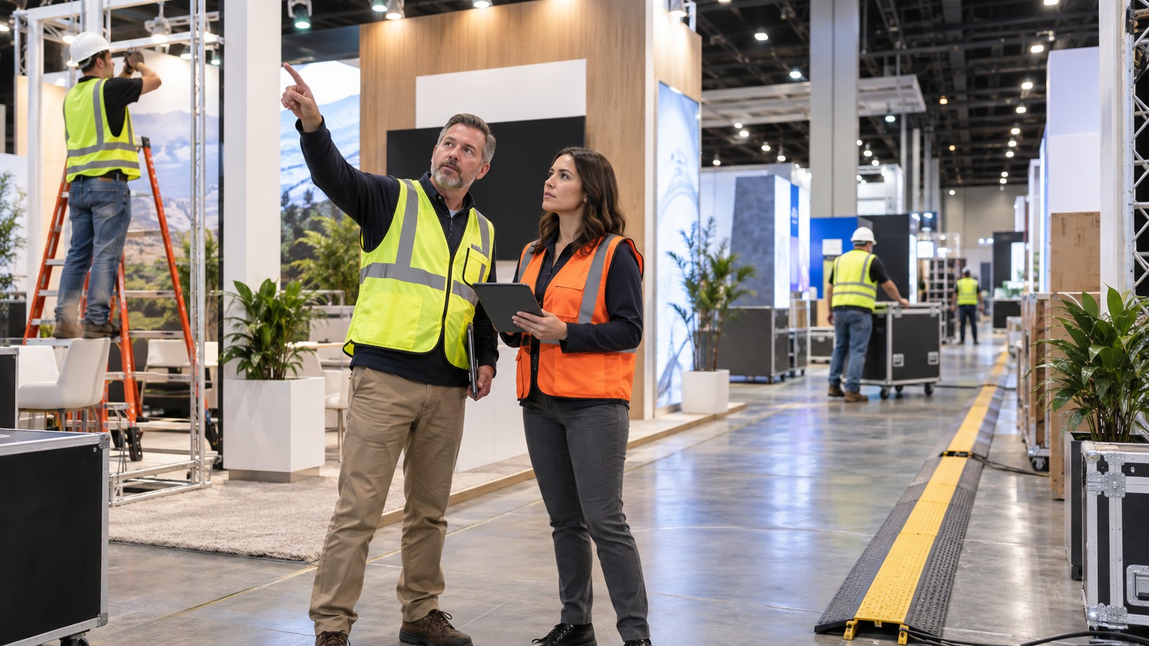Trade show team working on trade show on-site troubleshooting: a complete guide for exhibitors in a convention booth setting